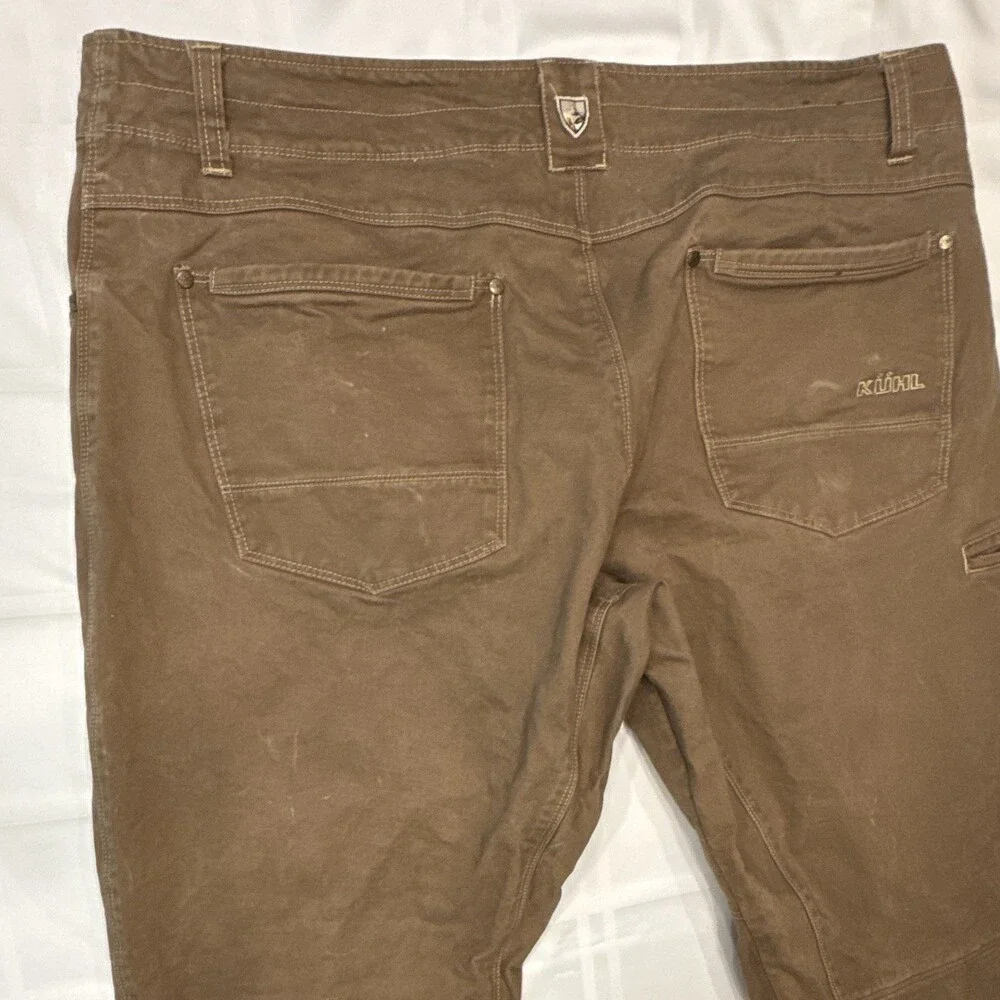 Kuhl Rydr Pants Mens 40x30 Brown Canvas Hiking Workwear Vintage Patina Dye
